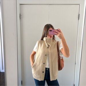 Cream Knit Button-Front Vest Sweater - Women